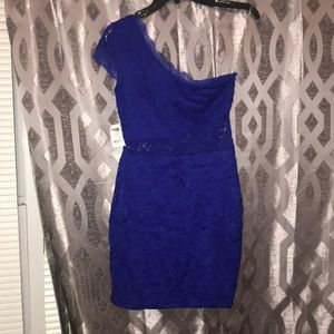 Navy blue one shoulder dress